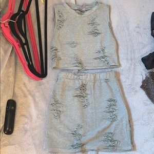 Two piece crop top and skirt set